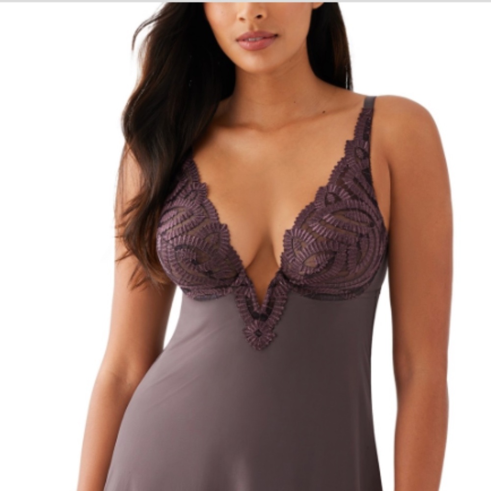 Wacoal Womens After Dark Embroidered Chemise Size M Raisin - NWT $120